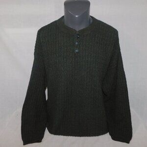 VTG Bill Blass Sweater Mens XL Green Knit Grandpa Henley Fisherman 90s Y2K USA